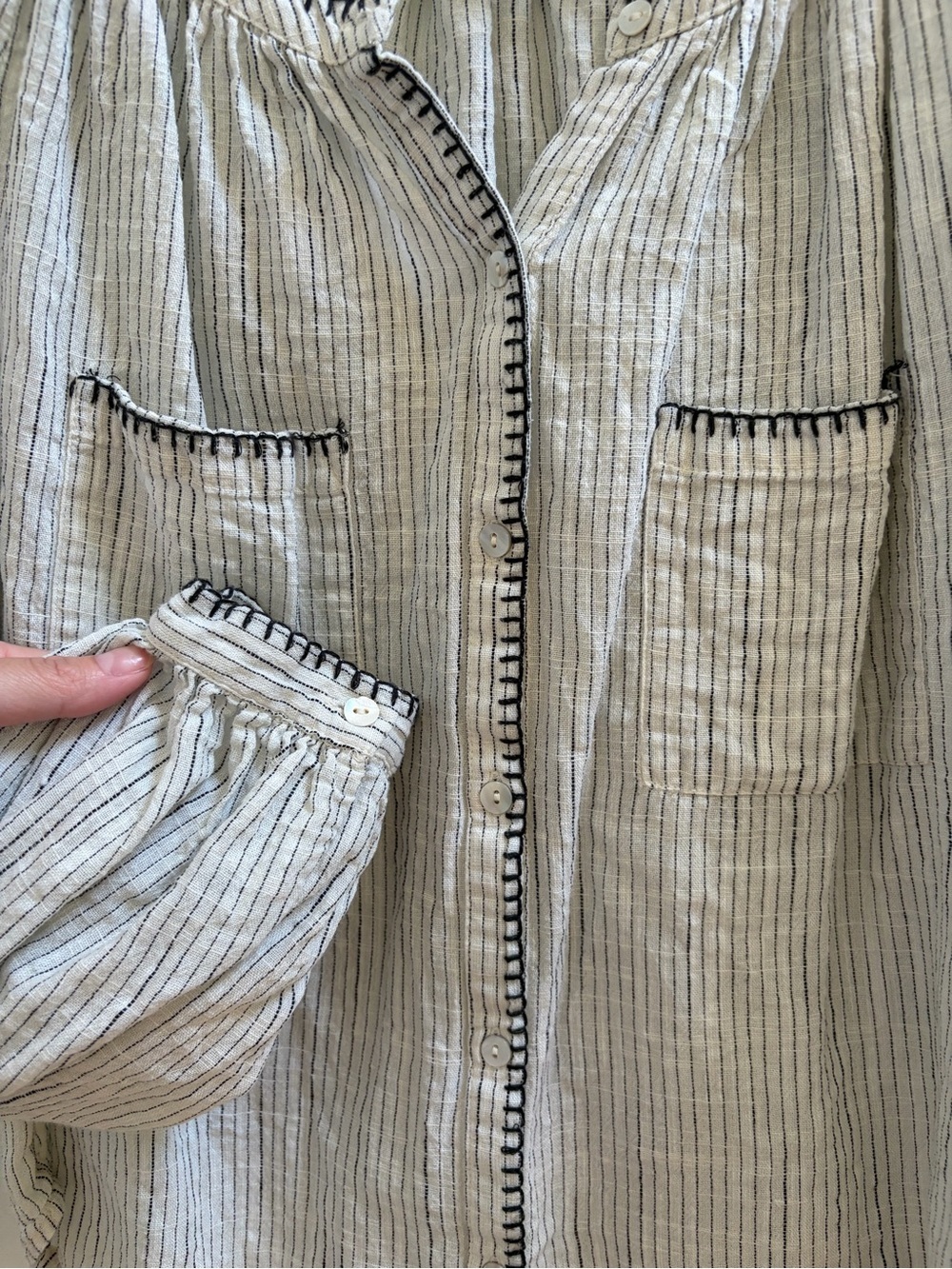 KAREN KANE EDGE STITCH PEASANT TOP - Picture 4 of 5